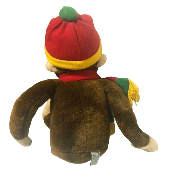 Vintage Curious George Soft Plush Monkey Large 24" Winter Hat & Scarf - Picture 10 of 16